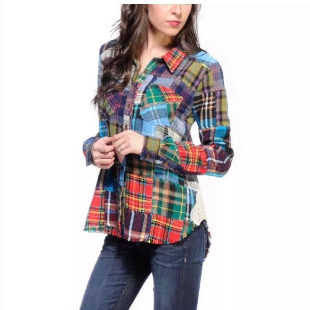 🔥We the Free People Lost in plaid patch flannel🔥